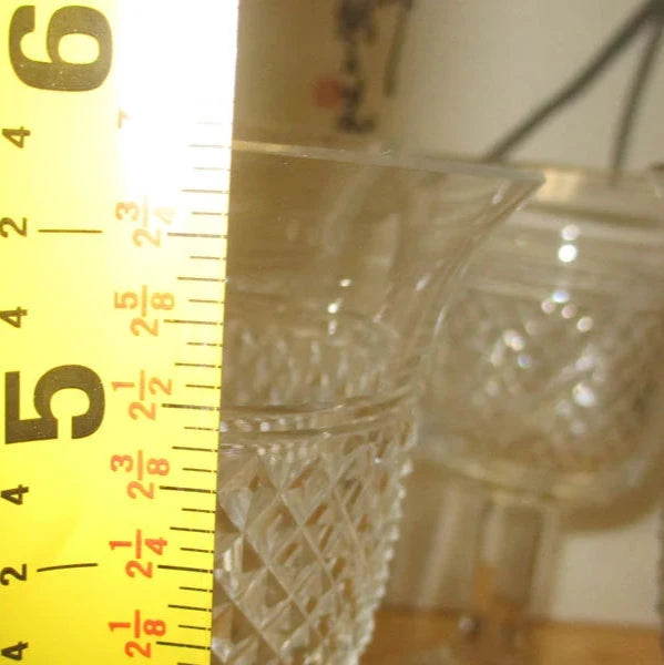 Georgian Anglo Irish Set of Six Wine Glasses Diamond Point with a Star Cut Foot