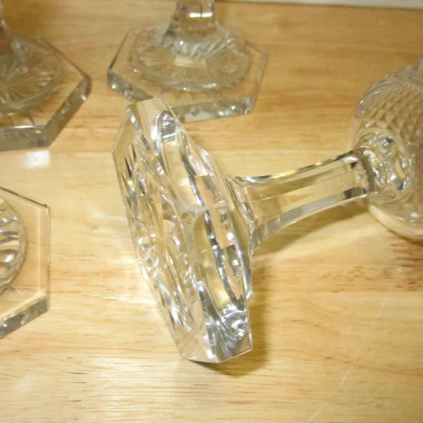 Georgian Anglo Irish Set of Six Wine Glasses Diamond Point with a Star Cut Foot