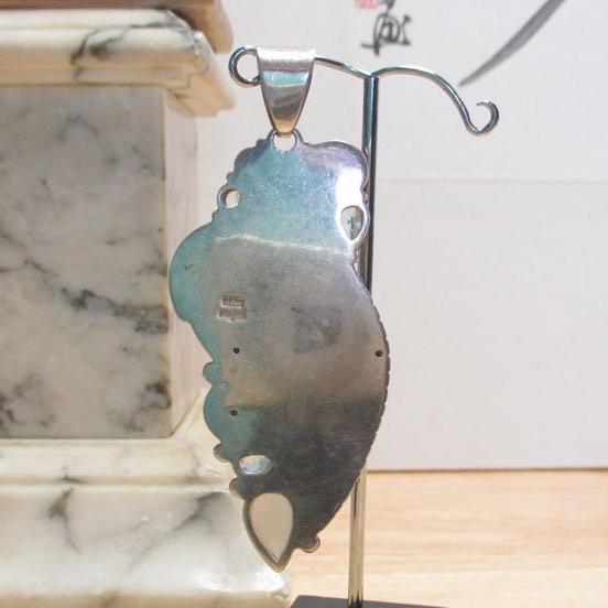 Gr 128 Huge Sterling Silver Sajen Multi-gemstone Goddess Pendant 3 1/4" Long