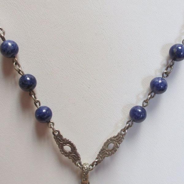 Gr 129 Peruzzi 800 Silver and Lapis Lazuli Renaissance Revival Gothic Necklace Dragons