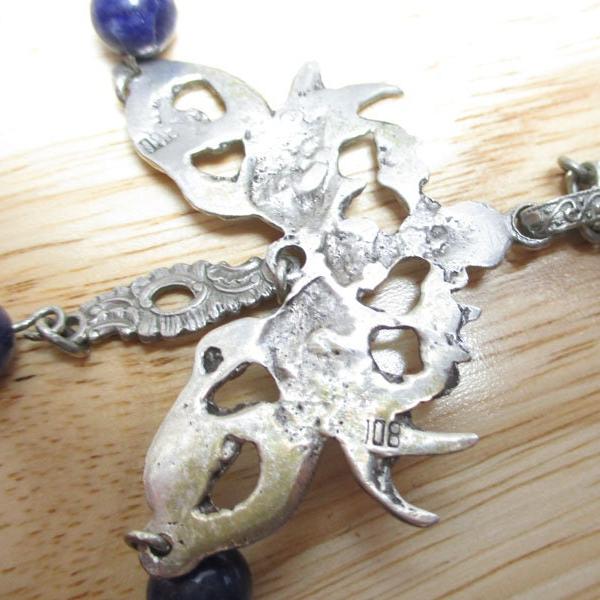 Gr 129 Peruzzi 800 Silver and Lapis Lazuli Renaissance Revival Gothic Necklace Dragons