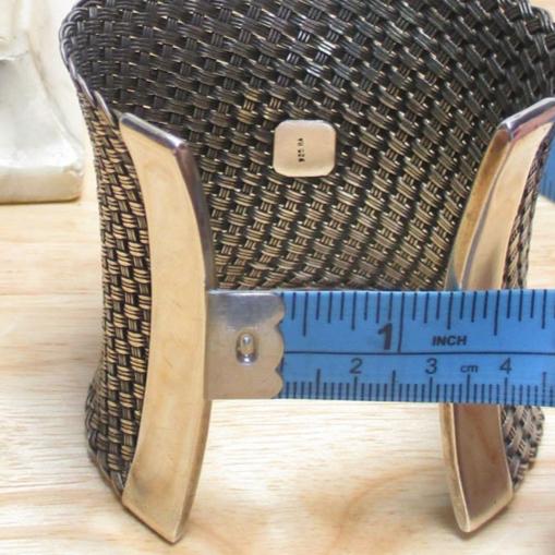 Gr 128 Massive Vintage Basketweave Sterling Silver Cuff Bracelet Suarti Bali HEAVY 94.87 Grams