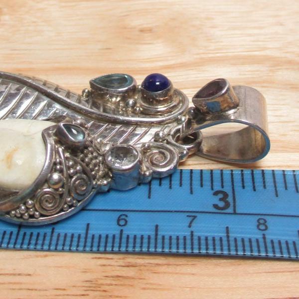 Gr 128 Huge Sterling Silver Sajen Multi-gemstone Goddess Pendant 3 1/4" Long