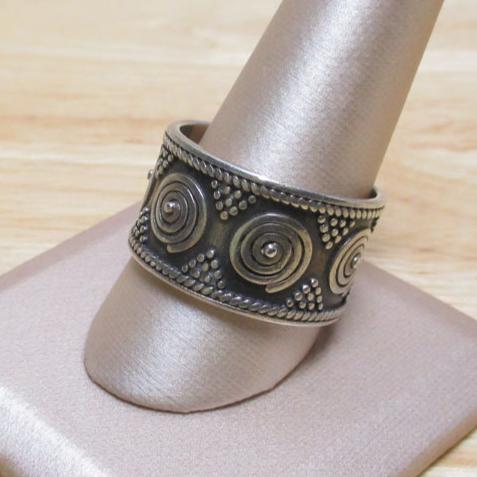 Gr 132 BBJ Sterling Silver Granulated Cuff Wide Band Ring Size 12