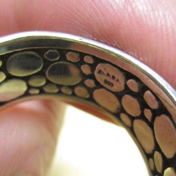 Gr 132 Diamond and Sterling Silver Cuff Cigar Band Ring Size 12 1/2 Croc or Pebble Style