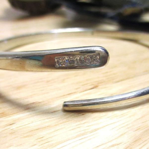 Gr 133 Freeform Sterling Silver and Cubic Zirconia Wrap Bangle Bracelet or Arm Bracelet MCM Modern