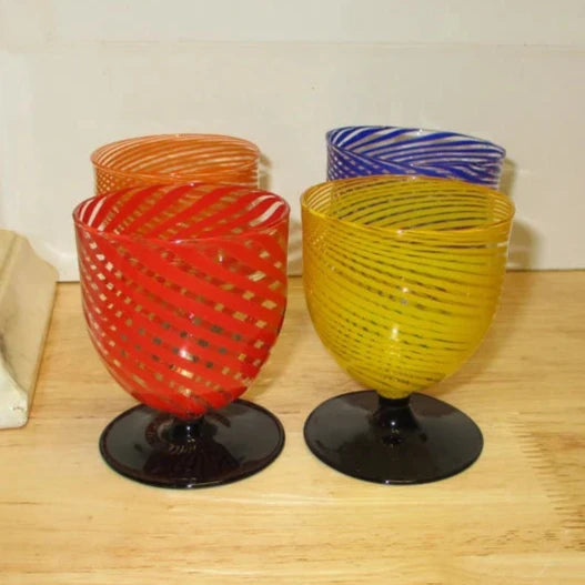 Bimini Lauscha Footed Tumbler Glasses Set of 4