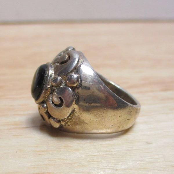 Gr 134 Sterling Silver & Onyx Cabochon Signet Ring Size 6