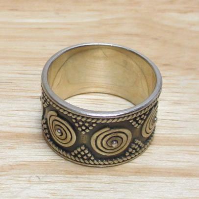 BBJ Sterling Silver Granulated Cuff Wide Band Ring Size 12