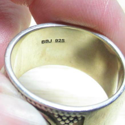 Gr 132 BBJ Sterling Silver Granulated Cuff Wide Band Ring Size 12