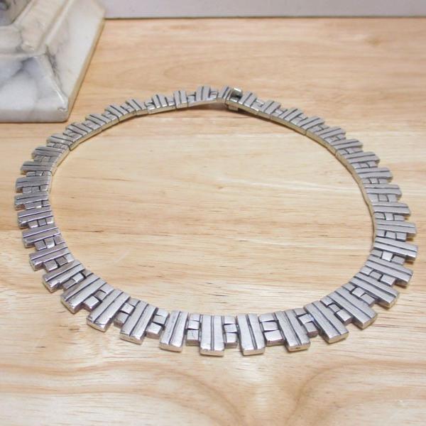 Taxco Very Heavy Mexico Sterling Silver Bib Collar Necklace Statement Piece 120.78 Grams