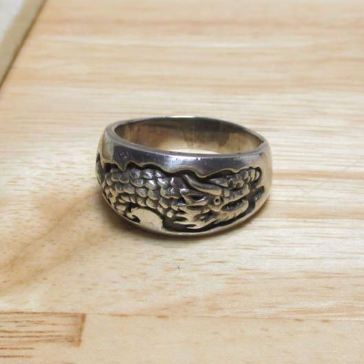Gr 133 Sterling Silver Hand Made Dragon Ring Size 10 3/4