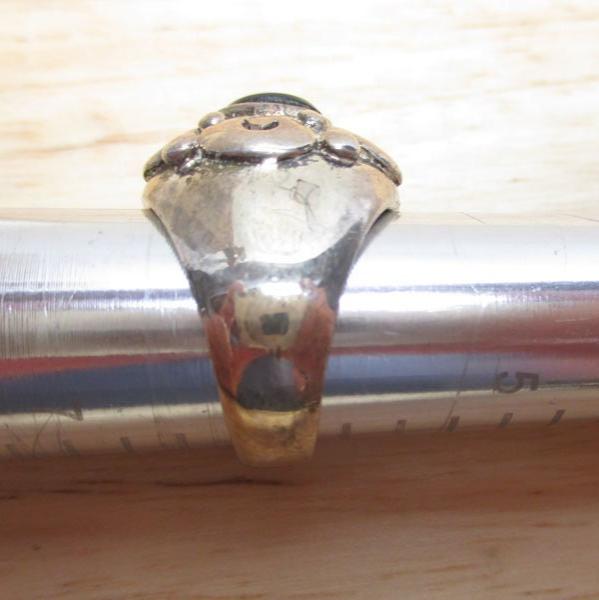 Gr 134 Sterling Silver & Onyx Cabochon Signet Ring Size 6