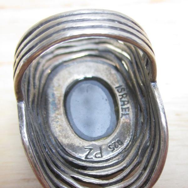 Gr 134 Sterling Silver & Faceted Onyx Or Paz Israel Statement Ring Size 6