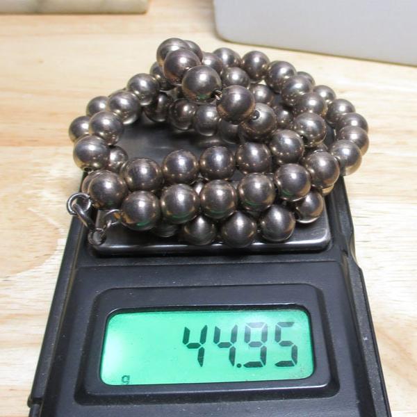 Gr 135 Sterling Silver Beaded Necklace 24" Length
