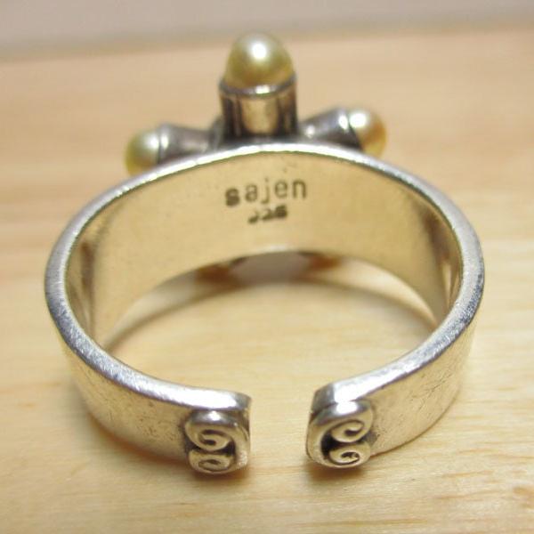 Gr 136 Signed Sajen Sterling Silver Pearl Split Back Ring Size 9