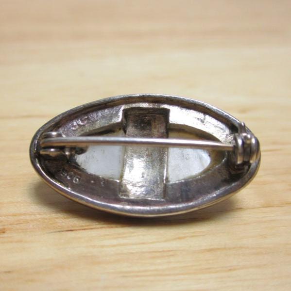 Gr 138 Art Deco Sterling Silver, Marcasite and Mother of Pearl Pin