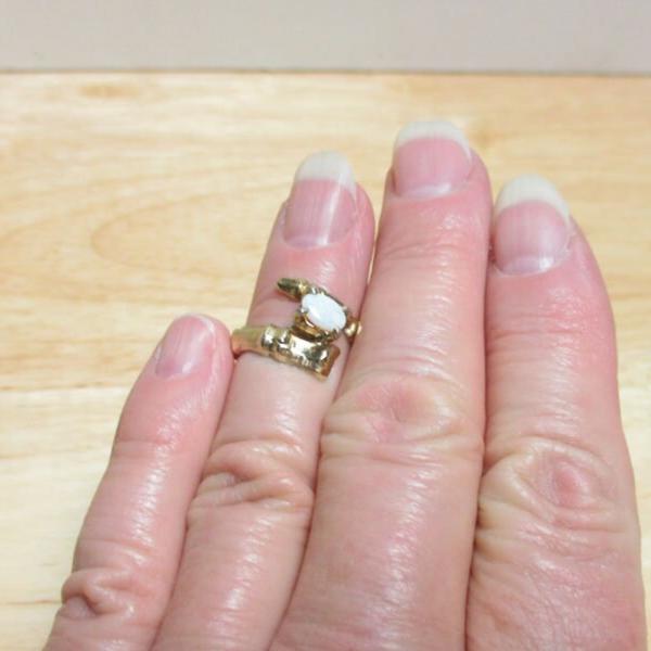 Gr 142 Sterling Silver Vermeil and Opal By-pass Ring