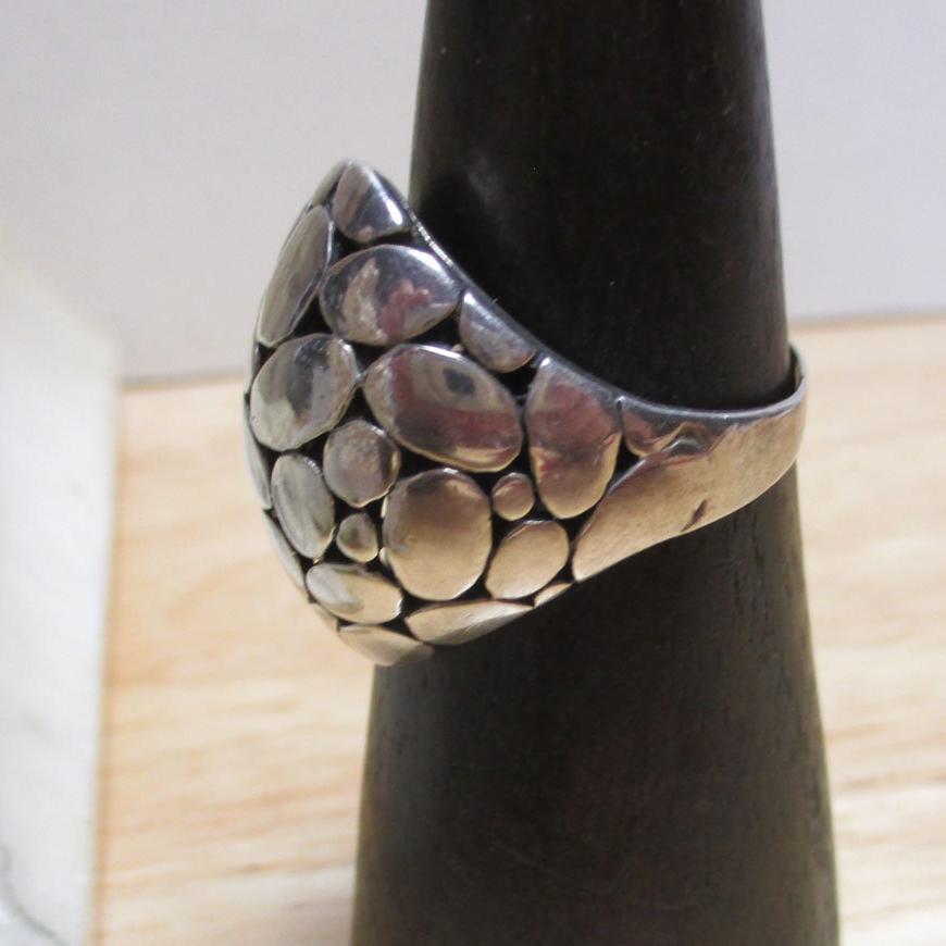 Gr 145 Large Sterling Silver Pebble or Croc Design Statement Ring Size 12 1/4