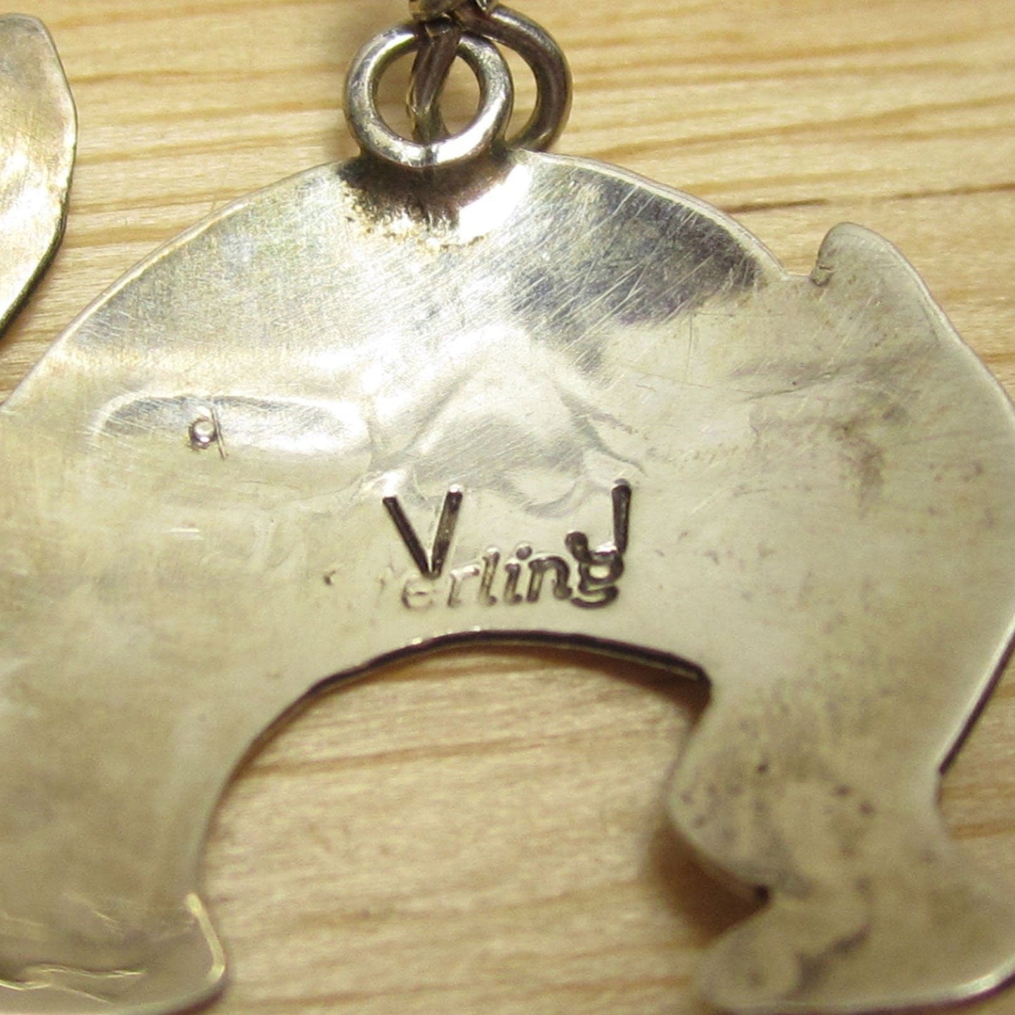 Gr 151 Navajo Virgie Jake Sterling Silver and Turquoise Hand Stamped Rabbit Earrings