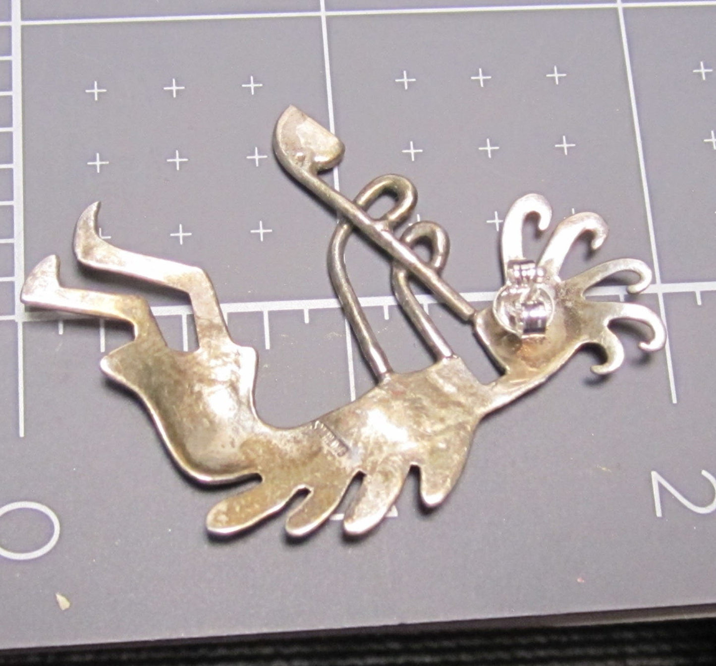 Gr 152 Navajo Hand Stamped Kokopelli Sterling Silver Stud Earrings