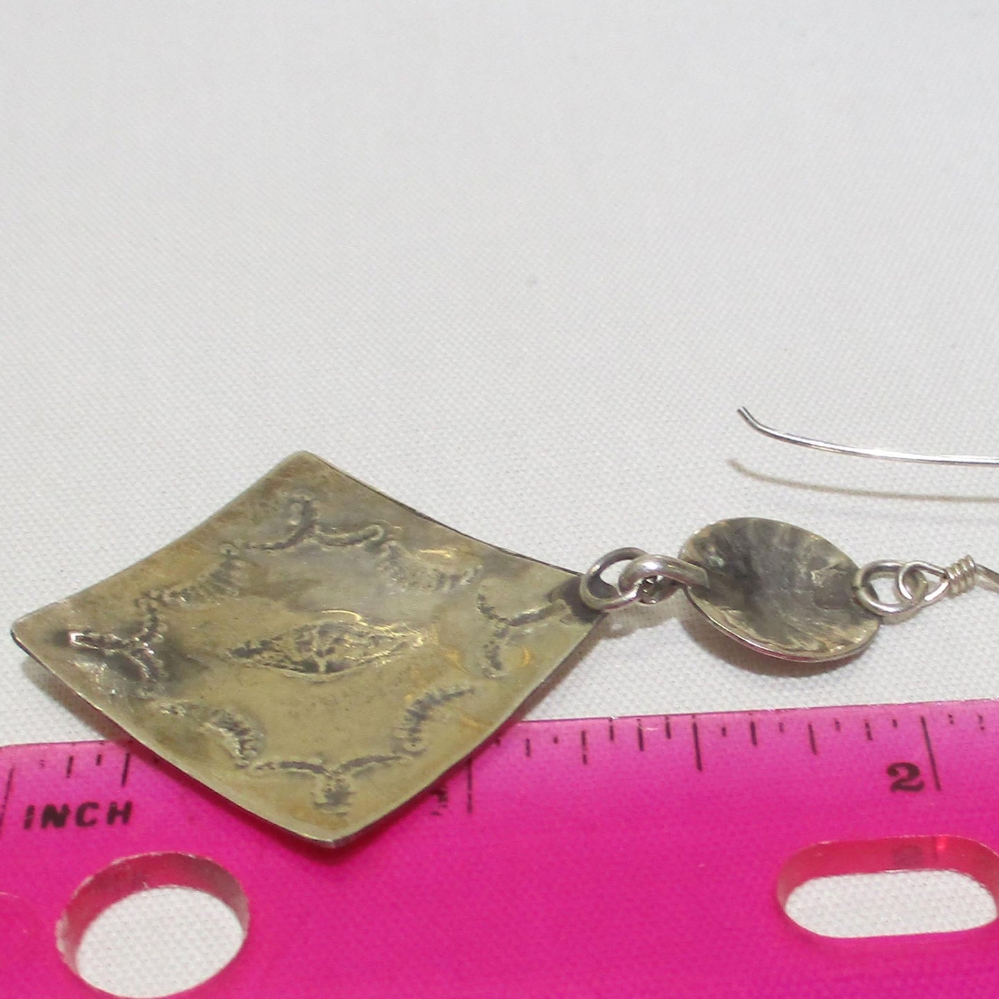 Gr 152 Navajo Hand Stamped Sterling Silver Drop Earrings