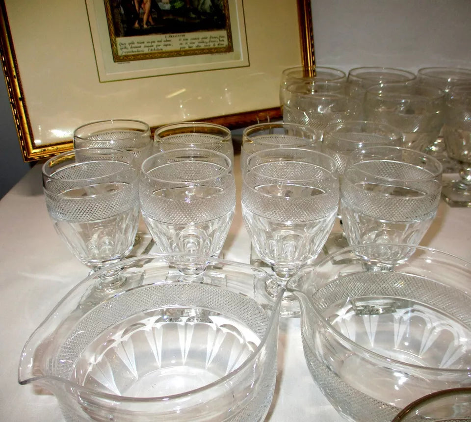 Georgian Anglo Irish Cut Glass 40 Piece Glasses Service for 8