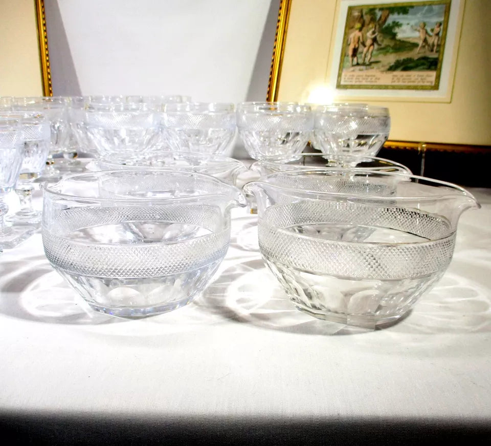 Georgian Anglo Irish Cut Glass 40 Piece Glasses Service for 8