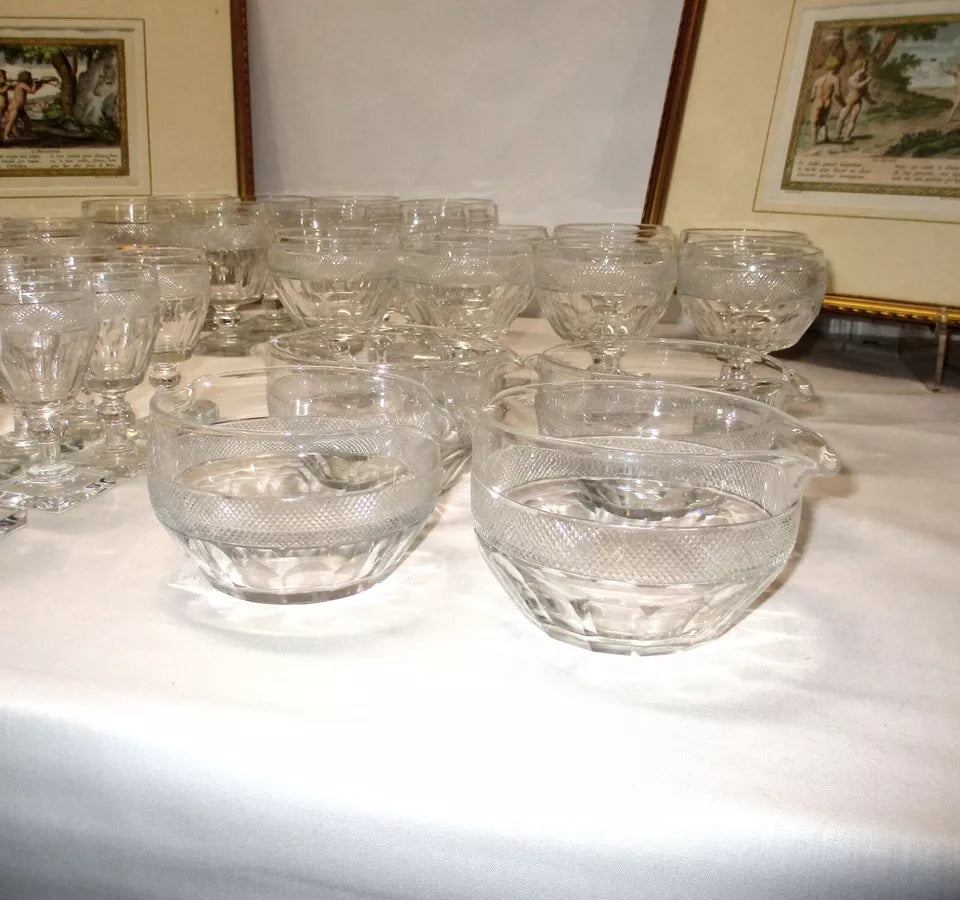 Georgian Anglo Irish Cut Glass 40 Piece Glasses Service for 8