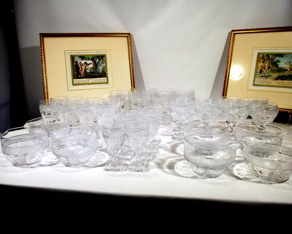 Georgian Anglo Irish Cut Glass 40 Piece Glasses Service for 8