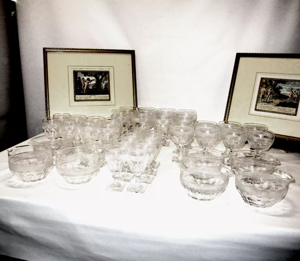 Georgian Anglo Irish Cut Glass 40 Piece Glasses Service for 8