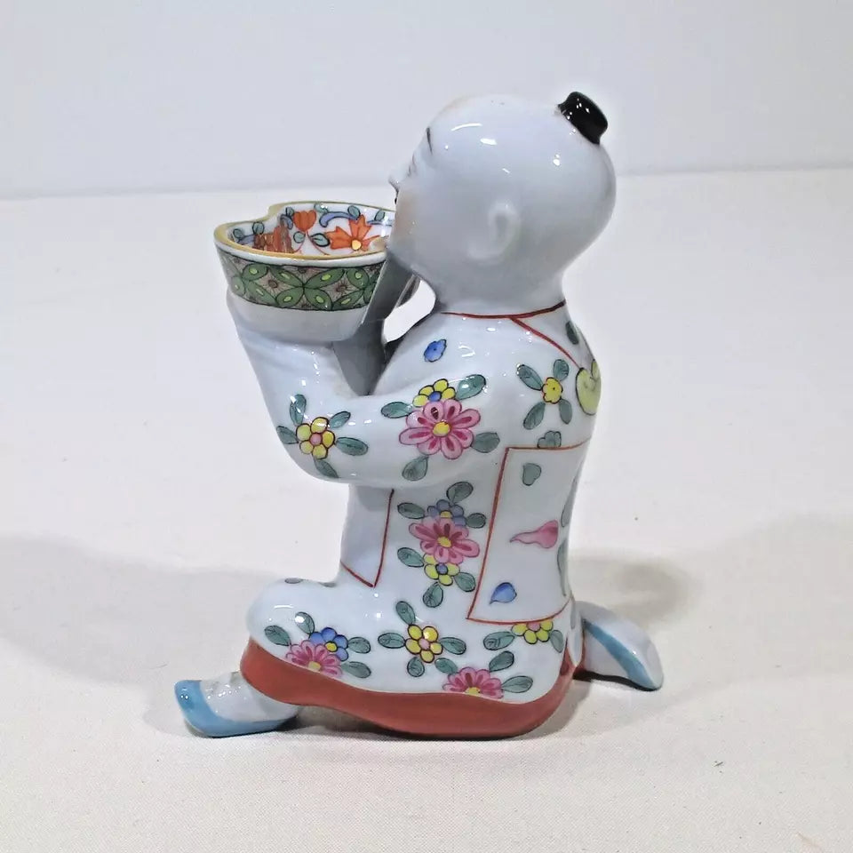 Herend Figurine Medium Chinese Kneeling Mandarin Salt Bearer Very Early Hallmark