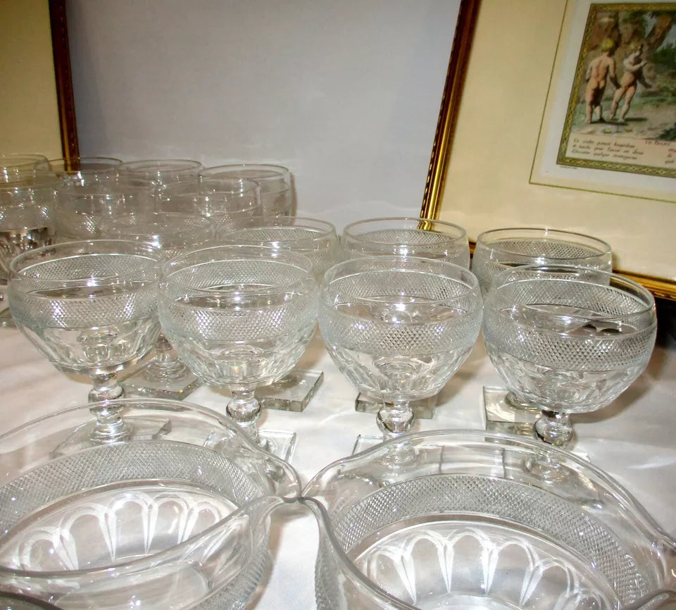 Georgian Anglo Irish Cut Glass 40 Piece Glasses Service for 8