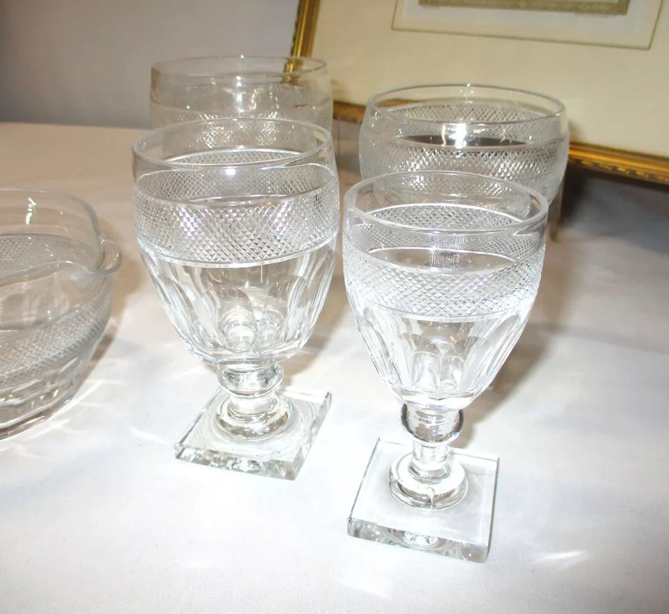 Georgian Anglo Irish Cut Glass 40 Piece Glasses Service for 8
