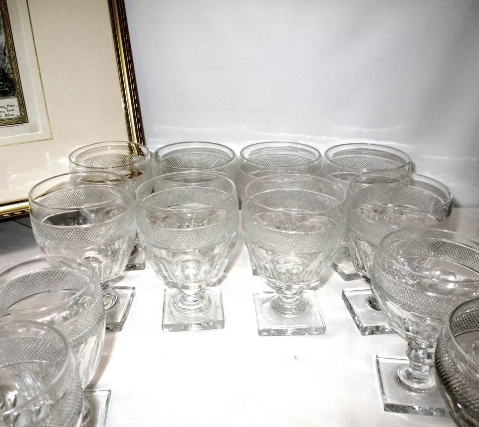 Georgian Anglo Irish Cut Glass 40 Piece Glasses Service for 8