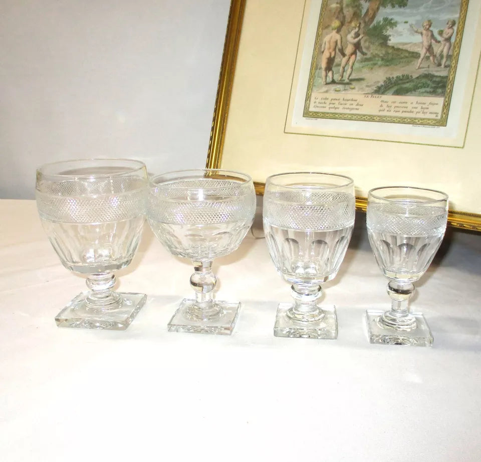 Georgian Anglo Irish Cut Glass 40 Piece Glasses Service for 8