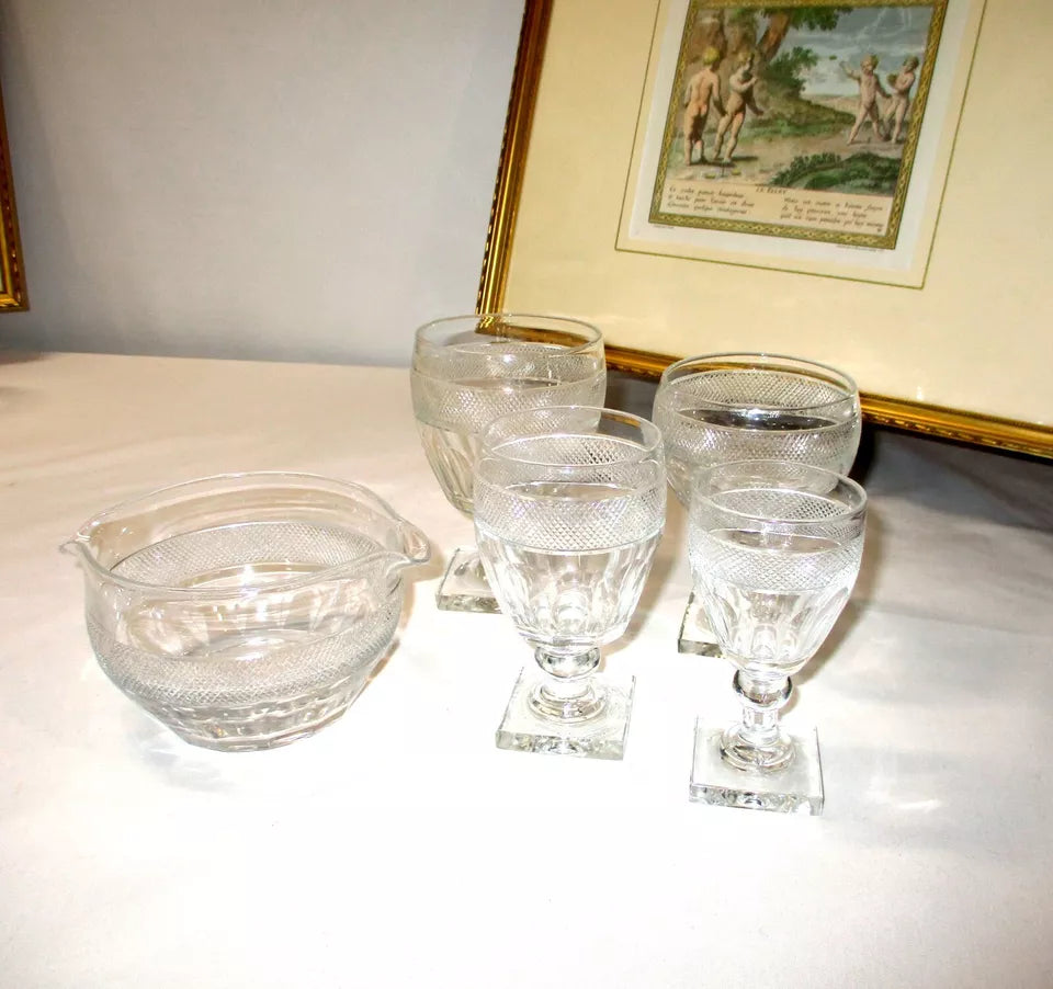 Georgian Anglo Irish Cut Glass 40 Piece Glasses Service for 8