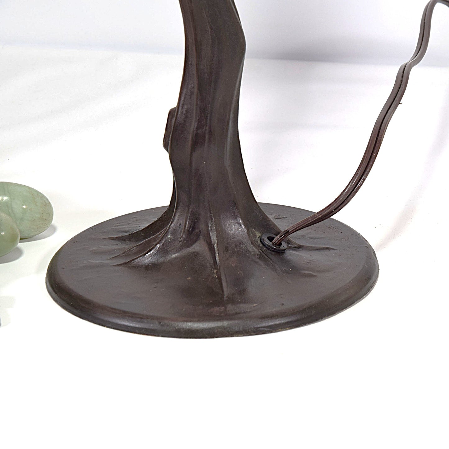 Vintage Bent Tree Trunk Lamp Base Vintage Unique Stained Glass Shade