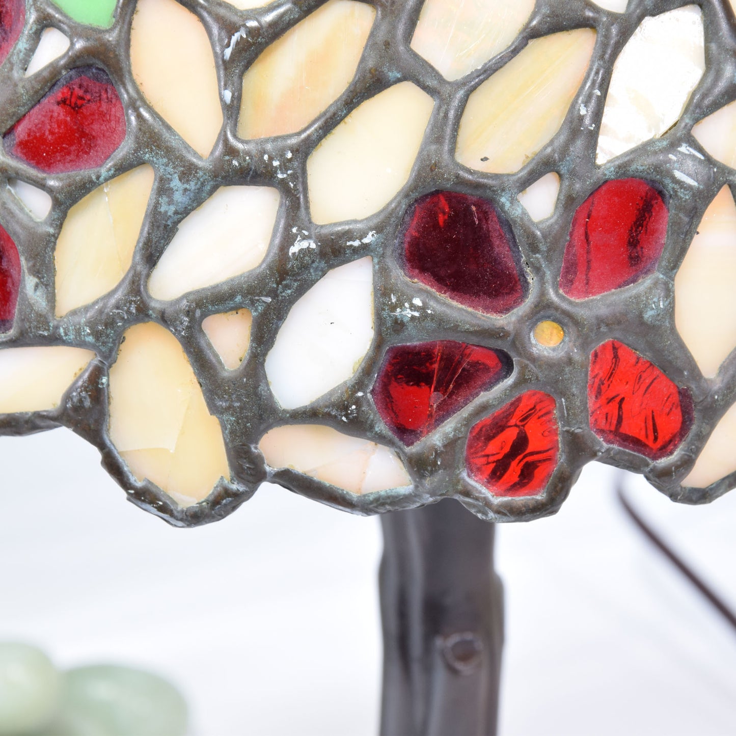 Vintage Bent Tree Trunk Lamp Base Vintage Unique Stained Glass Shade