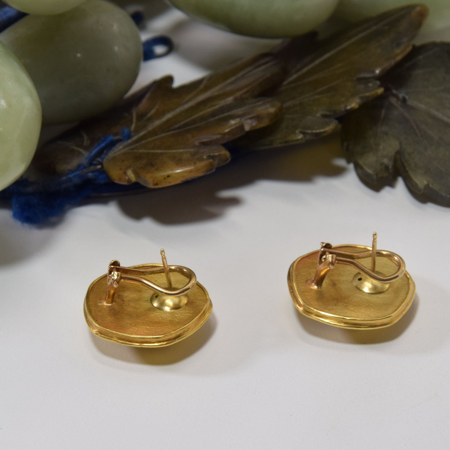 Signed Judith Kinghorn Solid 22K and 18K Gold Pearl Earrings 15.01 Grams