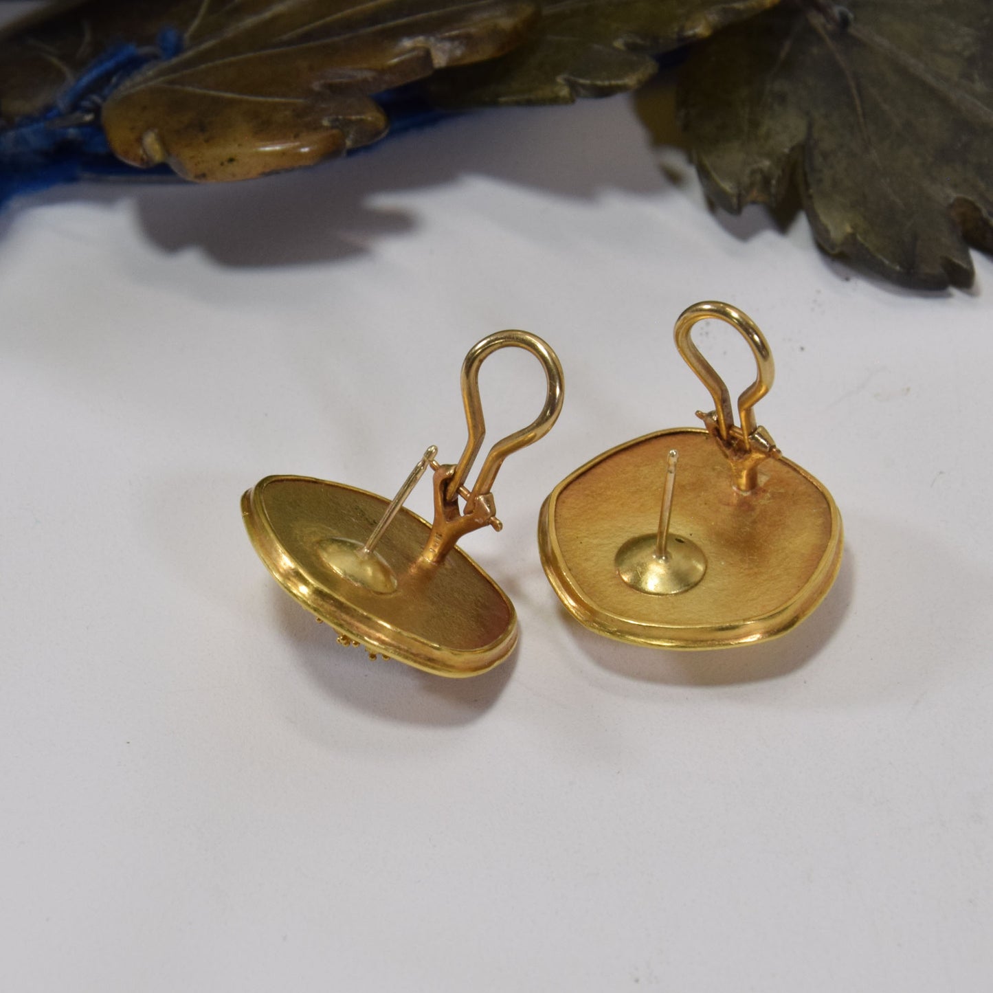 Signed Judith Kinghorn Solid 22K and 18K Gold Pearl Earrings 15.01 Grams