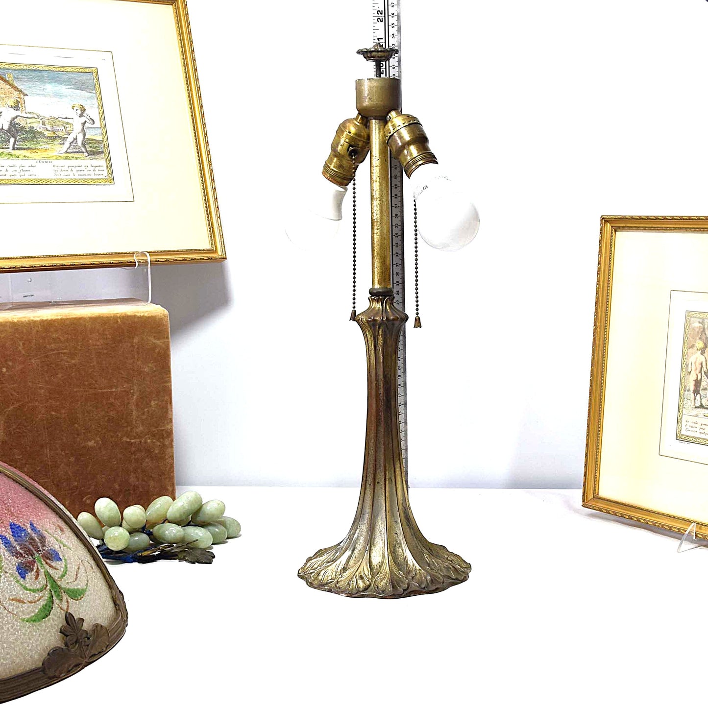 Miller Bent Panel Slag Glass Double Light Lamp