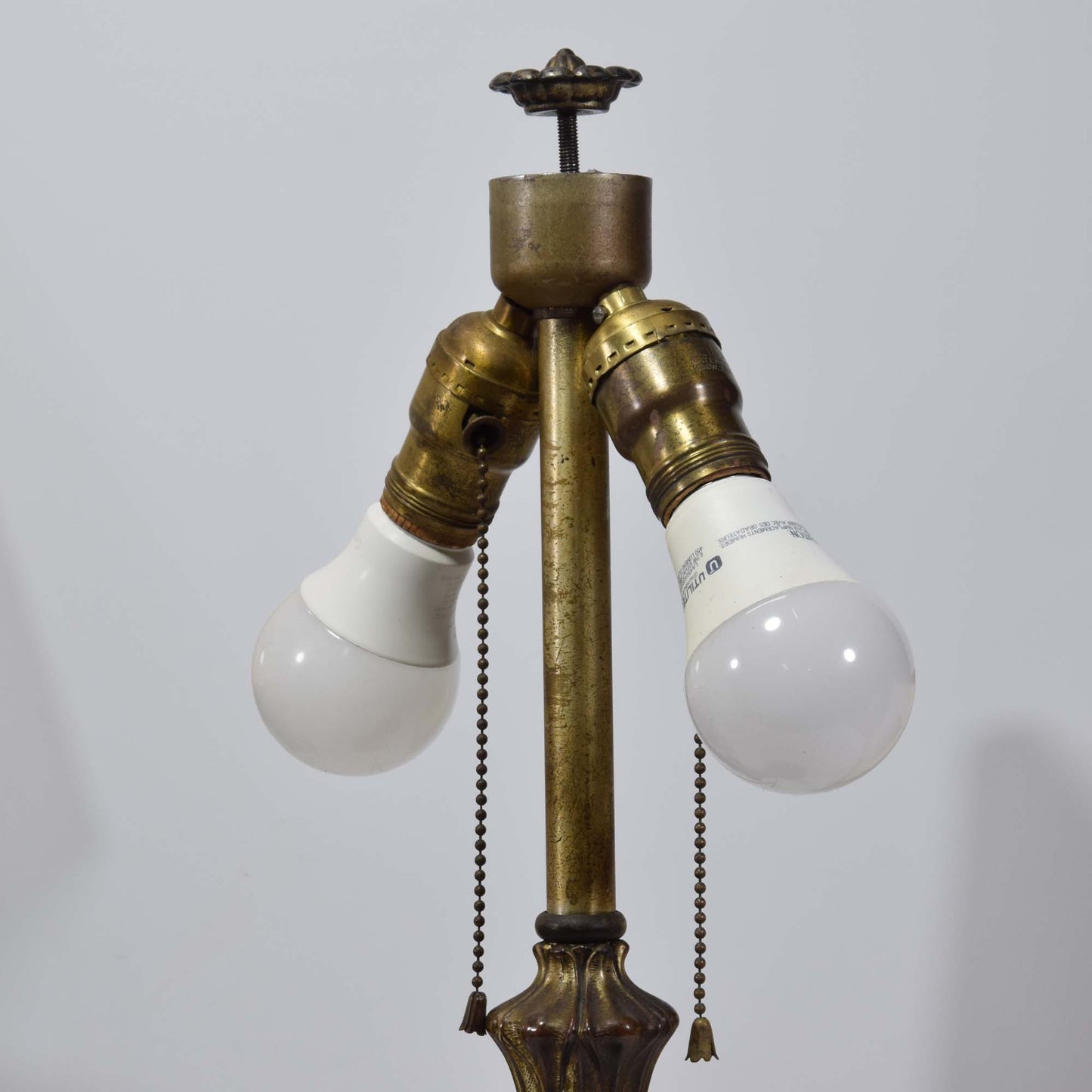 Miller Bent Panel Slag Glass Double Light Lamp