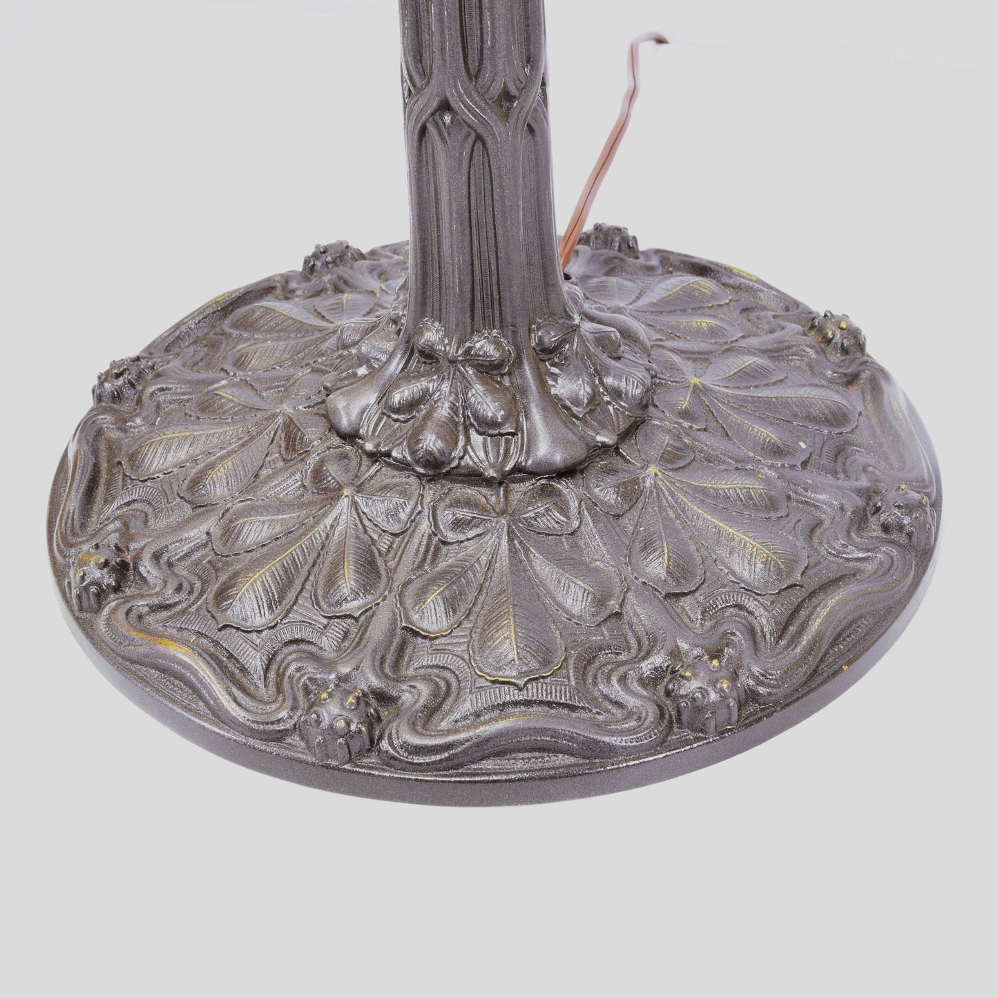 Antique Huge Signed Miller 4 Light Leaded Stained Slag Glass Table Lamp