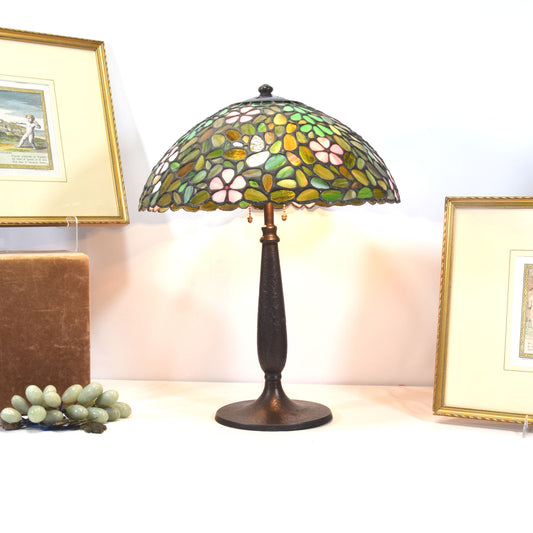 Handel Lamp Base with Leaded Stained Glass Shade