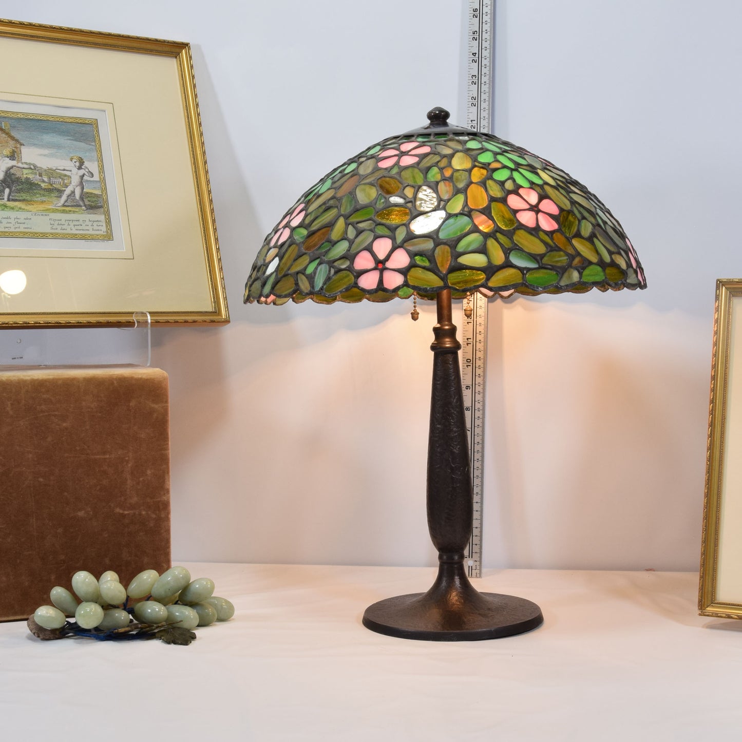 Handel Lamp Base with Leaded Stained Glass Shade