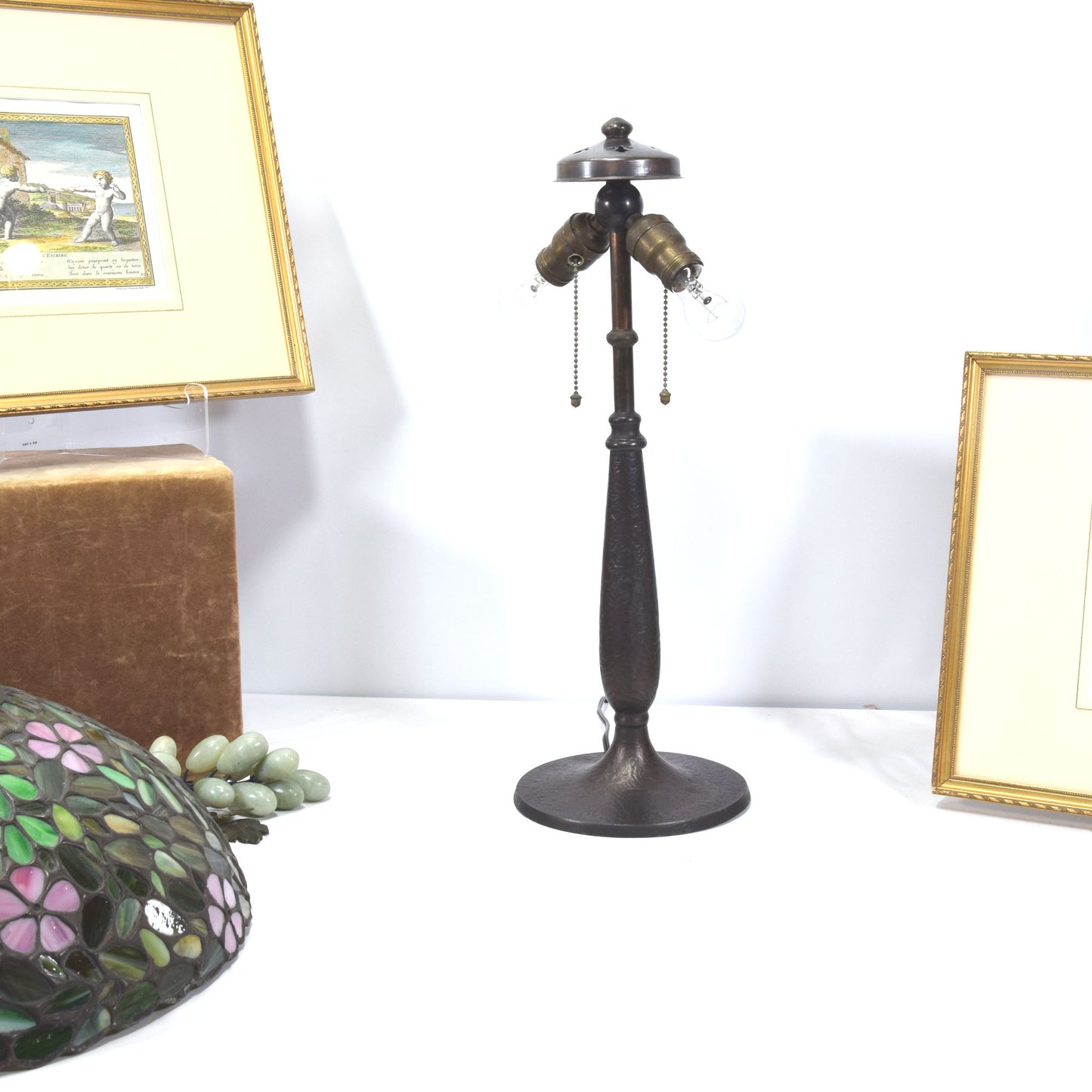 Handel Lamp Base with Leaded Stained Glass Shade