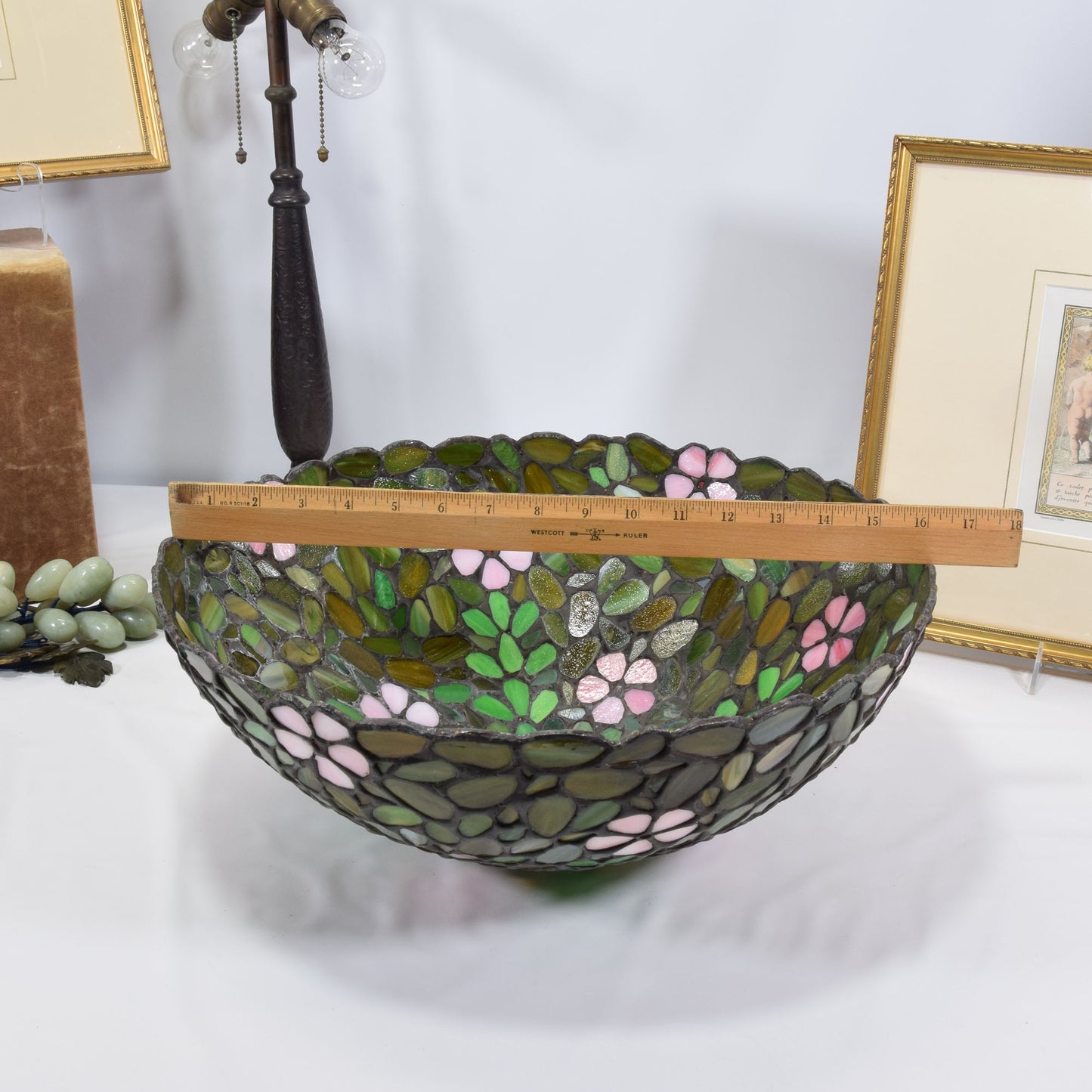 Handel Lamp Base with Leaded Stained Glass Shade