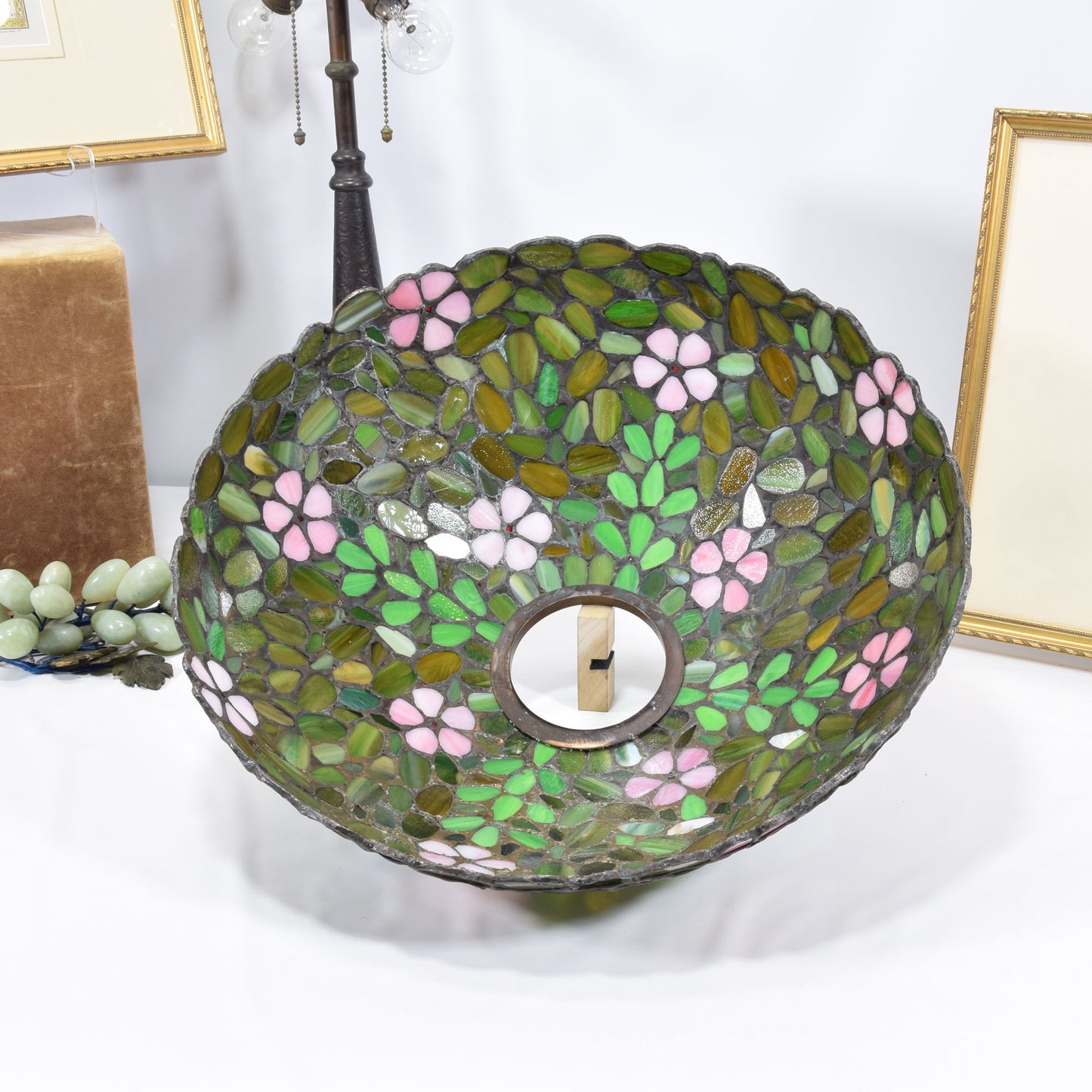 Handel Lamp Base with Leaded Stained Glass Shade