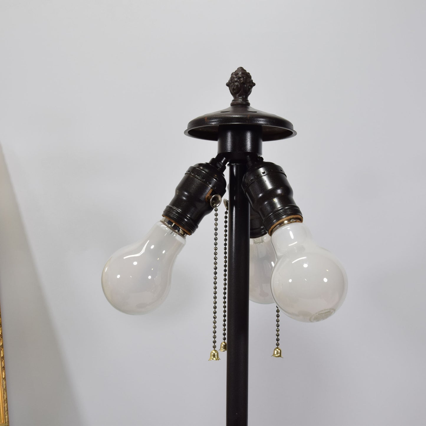 Antique Miller 3 Light Leaded Stained Slag Glass Table Lamp Grapes